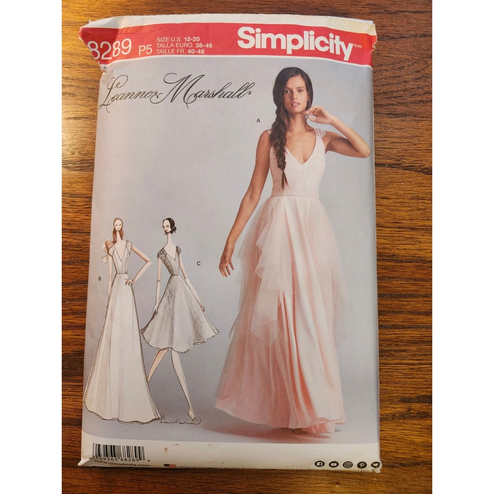 Simplicity 8289 Leanne Marshall Wedding Formal Dress Sewing Pattern Size 12-20